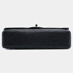 Pre Owned Chanel Black Medium Classic Caviar Double Flap