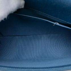 Pre Owned Chanel Blue Old Medium Pleated Denim Boy Flap