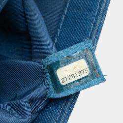 Pre Owned Chanel Blue Old Medium Pleated Denim Boy Flap