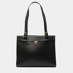 Pre Owned Chanel Black CC Caviar Turn Lock Tote