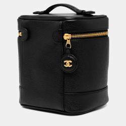 Pre Owned Chanel Black CC Caviar Vanity Case