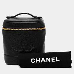 Pre Owned Chanel Black CC Caviar Vanity Case