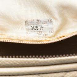 Pre Owned Chanel White CC Quilted Caviar Crossbody