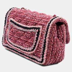 Pre Owned Chanel Red Mini Braided Classic Tweed Single Flap