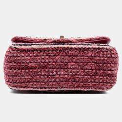 Pre Owned Chanel Red Mini Braided Classic Tweed Single Flap