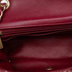 Pre Owned Chanel Red Mini Braided Classic Tweed Single Flap