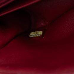 Pre Owned Chanel Red Mini Braided Classic Tweed Single Flap