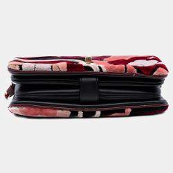 Pre Owned Chanel Red Paris Cosmopolite Velvet Camellia Flap