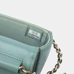Pre Owned Chanel Green Micro Mini Classic Caviar Single Flap