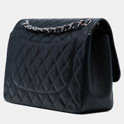 Pre Owned Chanel Black Jumbo Classic Caviar Double Flap
