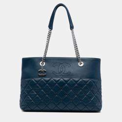 Pre Owned Chanel Blue CC Quilted Lambskin Urban Delight Tote