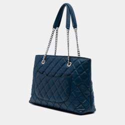 Pre Owned Chanel Blue CC Quilted Lambskin Urban Delight Tote