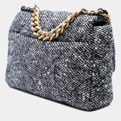 Pre Owned Chanel Grey Large Tweed 19 Flap