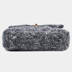 Pre Owned Chanel Grey Large Tweed 19 Flap
