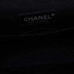 Pre Owned Chanel Black Red Medium Classic Sequined Tweed Double Flap