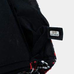 Pre Owned Chanel Black Red Medium Classic Sequined Tweed Double Flap