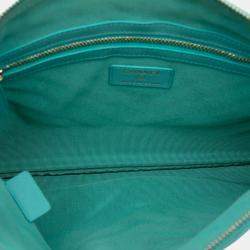 Pre Owned Chanel Blue Medium CC Chevron Caviar O Case Clutch