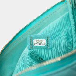 Pre Owned Chanel Blue Medium CC Chevron Caviar O Case Clutch