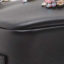 Pre Owned Chanel Black Lambskin Giant Crystal CC Camera Bag