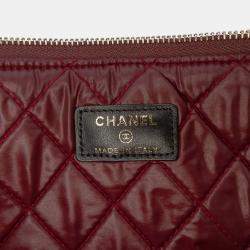 Pre Owned Chanel Black Large Quilted Lambskin O Case Clutch