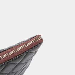 Pre Owned Chanel Black Large Quilted Lambskin O Case Clutch