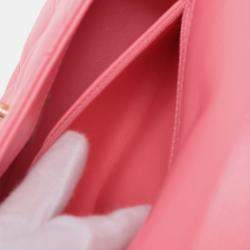 Pre Owned Chanel Pink Mini Quilted Shiny Lambskin Coco Trip Flap