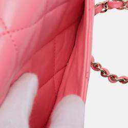 Pre Owned Chanel Pink Mini Quilted Shiny Lambskin Coco Trip Flap