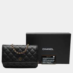 Pre Owned Chanel Black CC Quilted Caviar Wallet on Chain