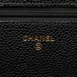 Pre Owned Chanel Black CC Quilted Caviar Wallet on Chain