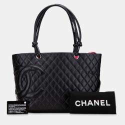 Pre Owned Chanel Black Large Quilted Calfskin Cambon Ligne Tote
