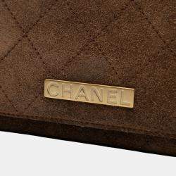 Pre Owned Chanel Brown Quilted Suede Flap Crossbody
