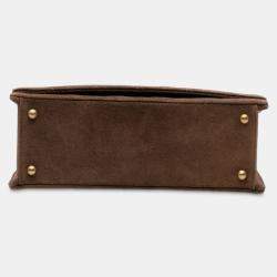 Pre Owned Chanel Brown Quilted Suede Flap Crossbody