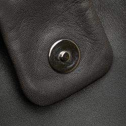 Pre Owned Chanel Grey Lambskin Studded CC Accordion Flap