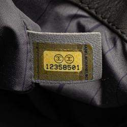 Pre Owned Chanel Grey Lambskin Studded CC Accordion Flap