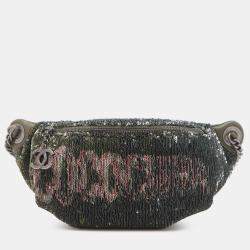 Pre Owned Chanel Brown Sequin and Quilted Lambskin Coco Cuba Waist Bag