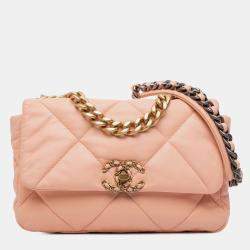 Pre Owned Chanel Pink Medium Lambskin 19 Flap