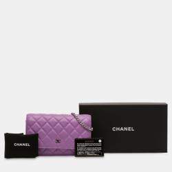 Pre Owned Chanel Purple CC Quilted Lambskin Wallet on Chain