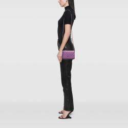 Pre Owned Chanel Purple CC Quilted Lambskin Wallet on Chain