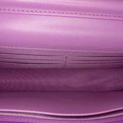 Pre Owned Chanel Purple CC Quilted Lambskin Wallet on Chain