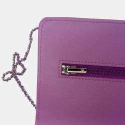 Pre Owned Chanel Purple CC Quilted Lambskin Wallet on Chain
