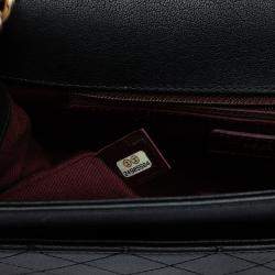 Pre Owned Chanel Black Large Quilted Sheepskin Front Chain Flap