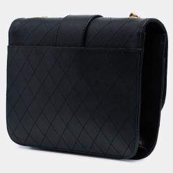 Pre Owned Chanel Black Large Quilted Sheepskin Front Chain Flap