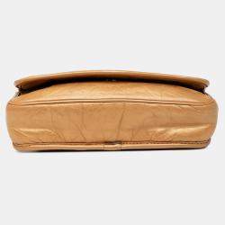 Pre Owned Chanel Brown Quilted Aged Calfskin Vintage Ligne Messenger Flap