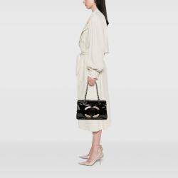 Pre Owned Chanel Black Small Patent Lipstick Tote