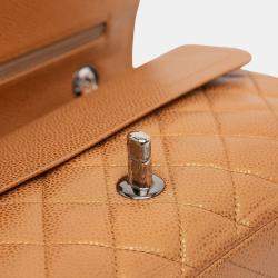 Pre Owned حقيبة شانيل قلاب مزدوج كلاسيكي كافيار معدني بني متوسط