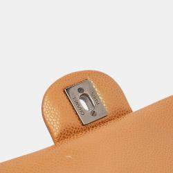 Pre Owned حقيبة شانيل قلاب مزدوج كلاسيكي كافيار معدني بني متوسط