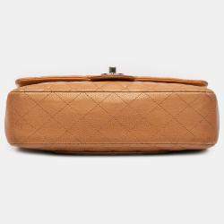 Pre Owned حقيبة شانيل قلاب مزدوج كلاسيكي كافيار معدني بني متوسط