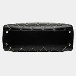 Pre Owned Chanel Black CC Lambskin Wild Stitch Handbag