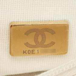 Pre Owned Chanel White Quilted Leather Nano Kelly Shopper Bag