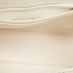 Pre Owned Chanel White Quilted Leather Nano Kelly Shopper Bag